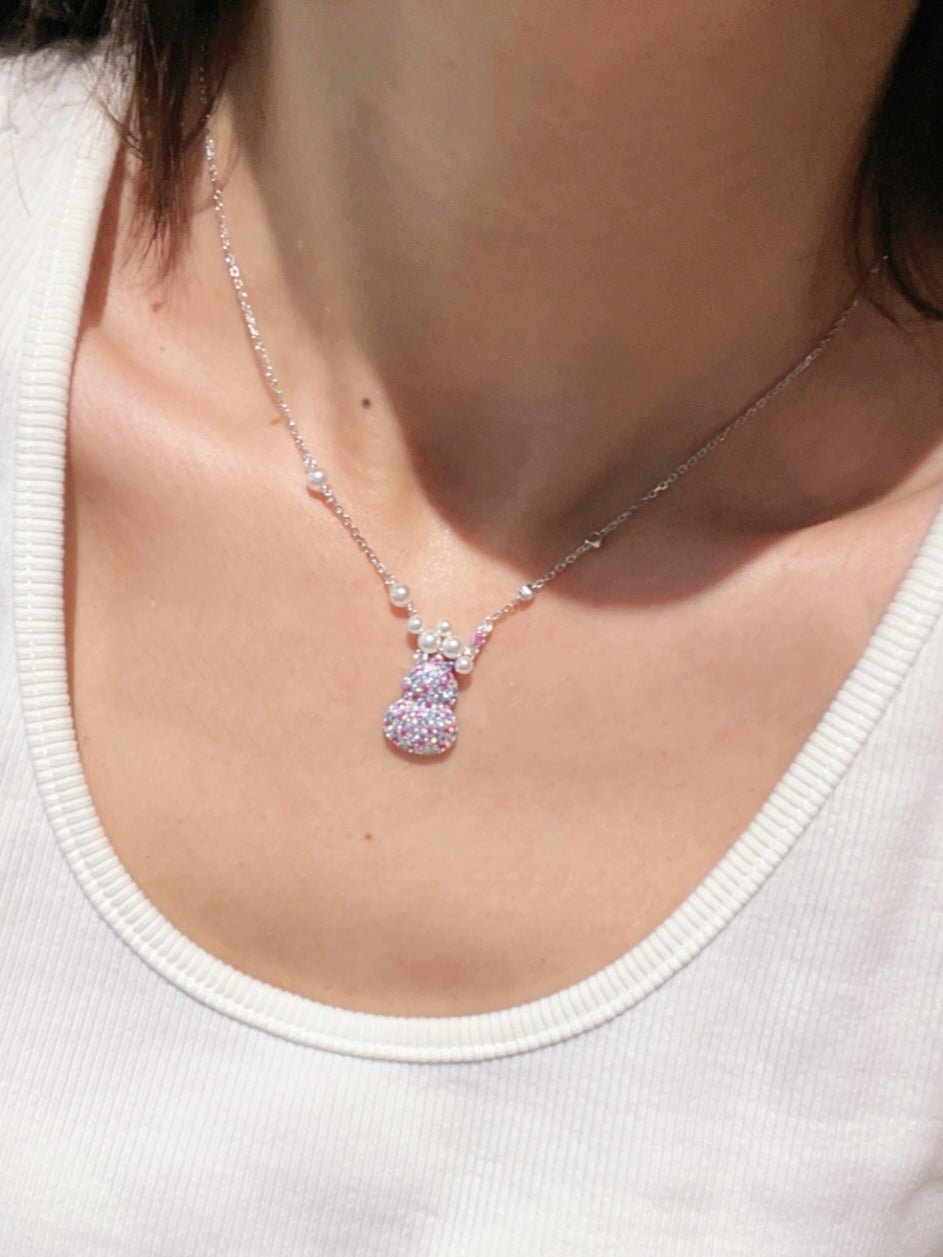 Candy Pearl Gourd Necklace – 925 Sterling Silver with Swarovski Pearls - floysun