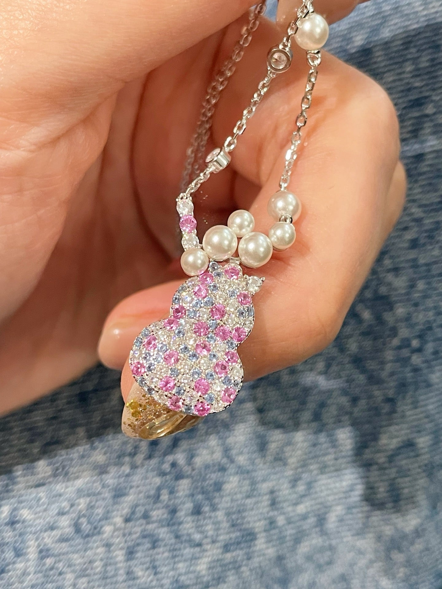 Candy Pearl Gourd Necklace – 925 Sterling Silver with Swarovski Pearls - floysun