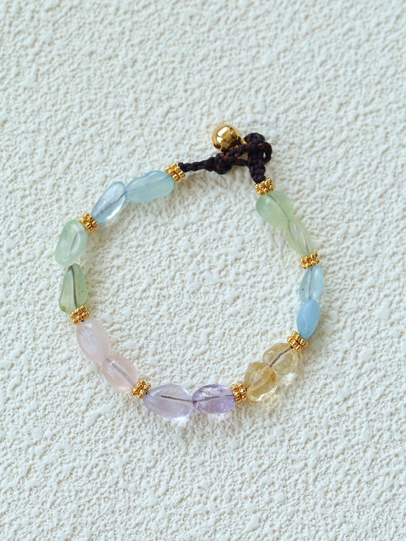 Candy Sparkle Bracelet – Natural Gemstone Mix with Bell Charm - floysun