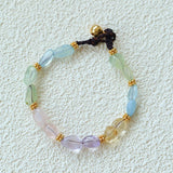 Candy Sparkle Bracelet – Natural Gemstone Mix with Bell Charm - floysun