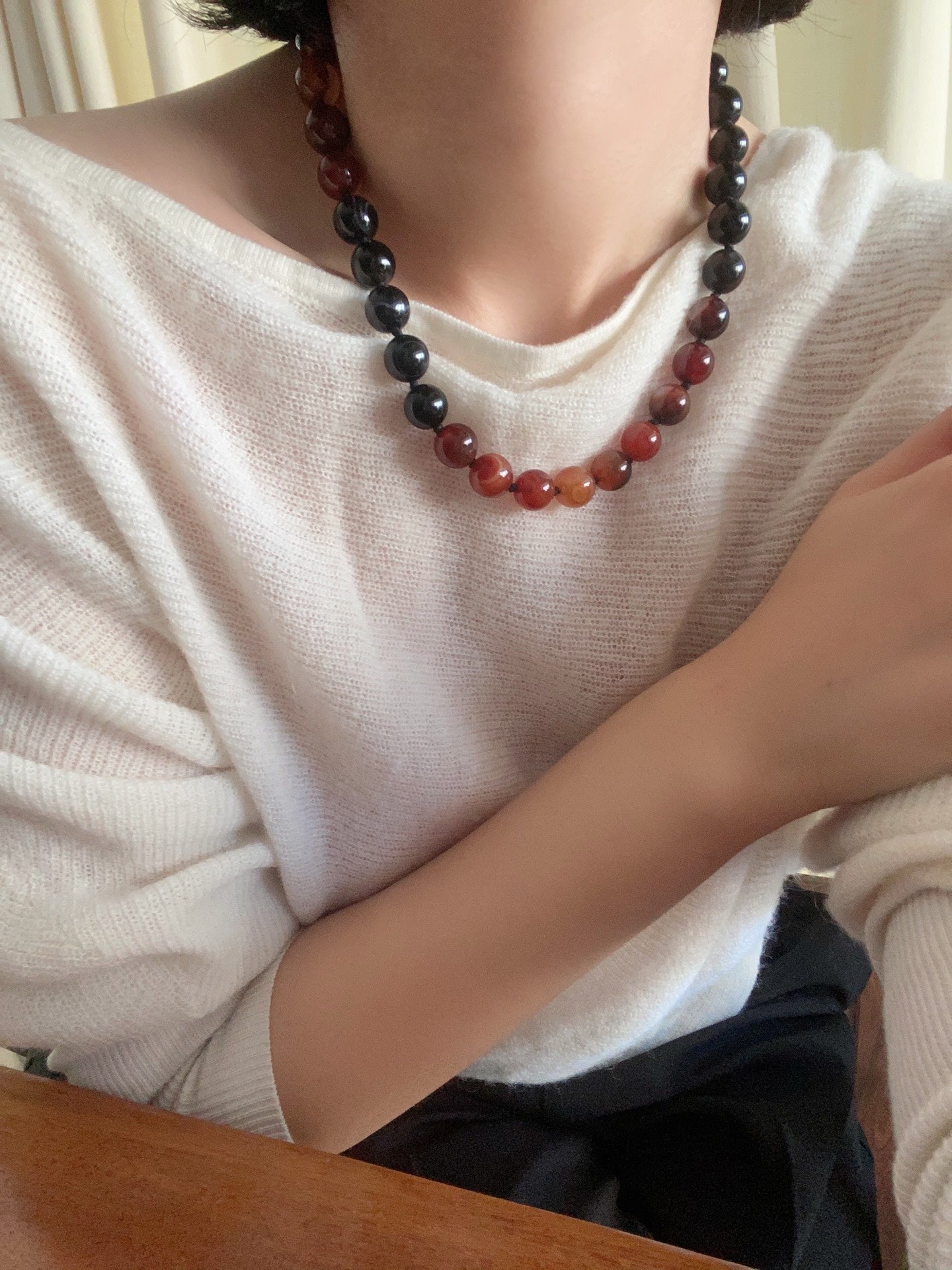 Caramel Gradient Agate Necklace with Magnetic Clasp - floysun