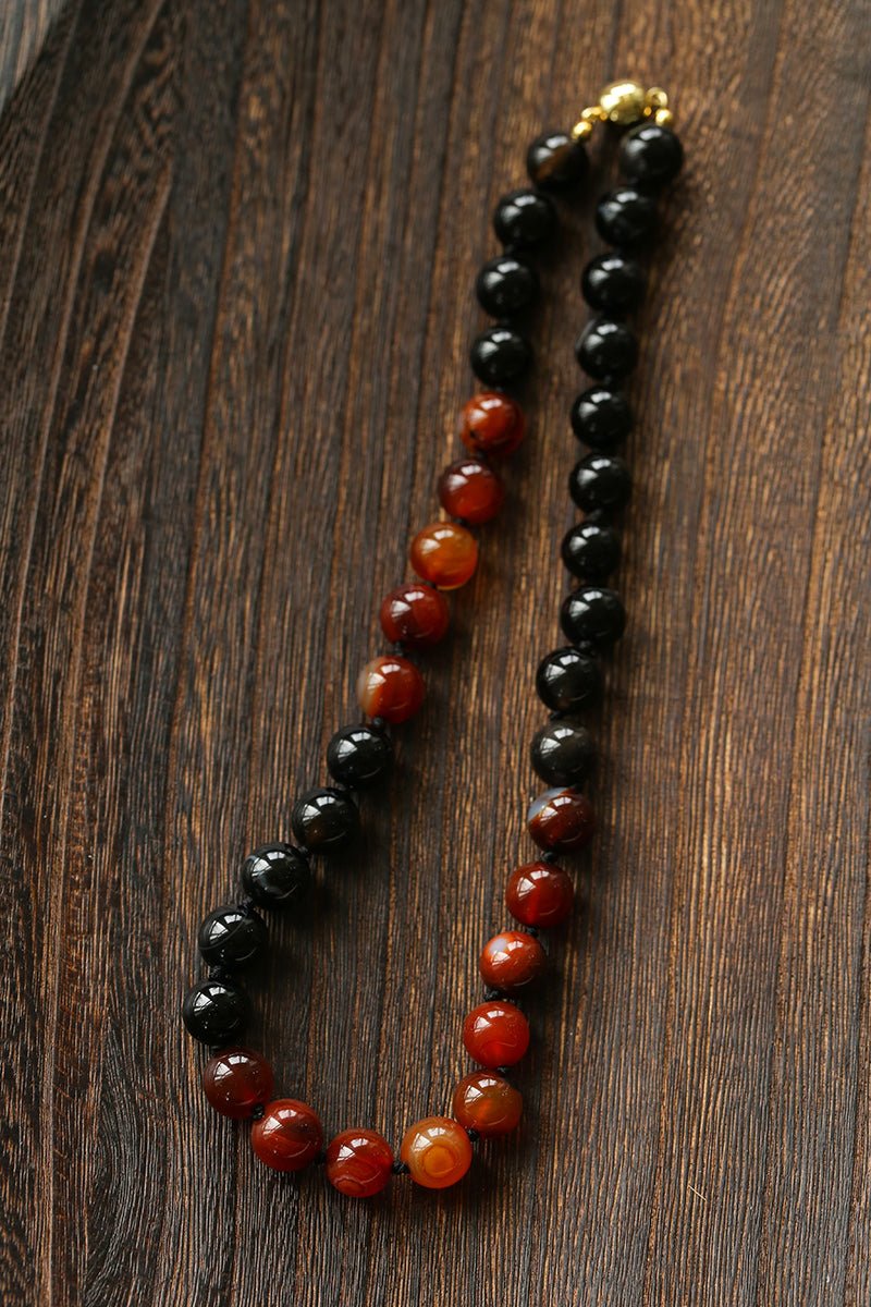 Caramel Gradient Agate Necklace with Magnetic Clasp - floysun