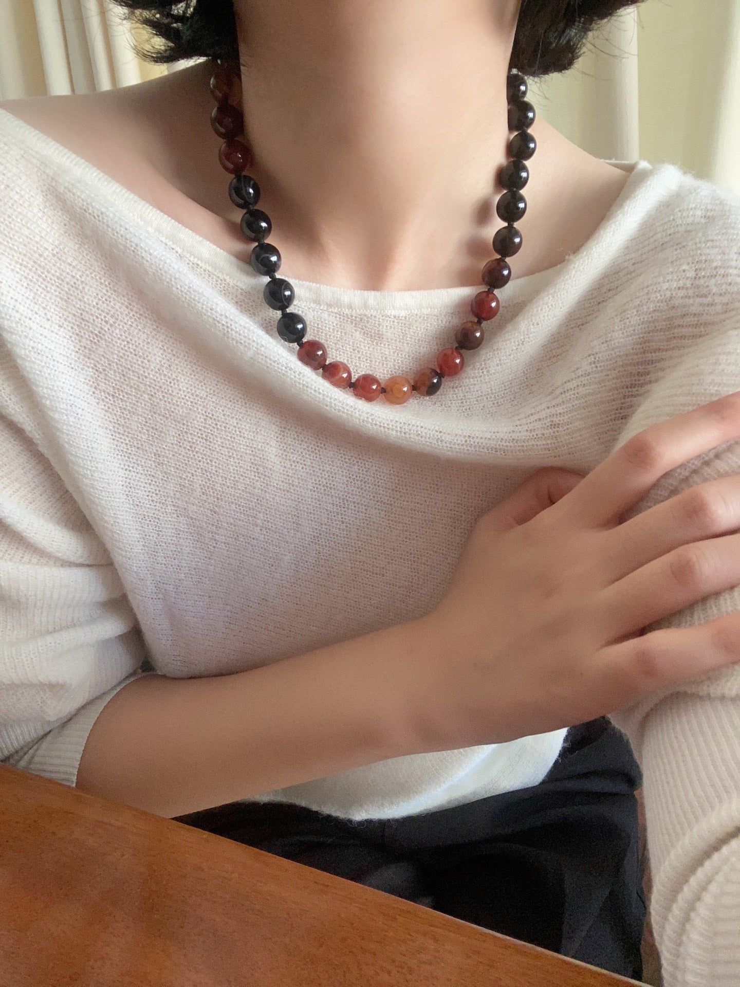 Caramel Gradient Agate Necklace with Magnetic Clasp - floysun