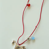 Carousel Pony Red Cord Necklace Horse Pendant - floysun