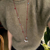 Carousel Pony Red Cord Necklace Horse Pendant - floysun