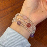 Celestia Radiance · Triple - Wrap Multigem Clear Quartz Energy Bracelet - floysun