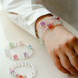 Celestia Radiance · Triple - Wrap Multigem Clear Quartz Energy Bracelet - floysun