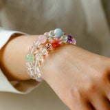 Celestia Radiance · Triple - Wrap Multigem Clear Quartz Energy Bracelet - floysun
