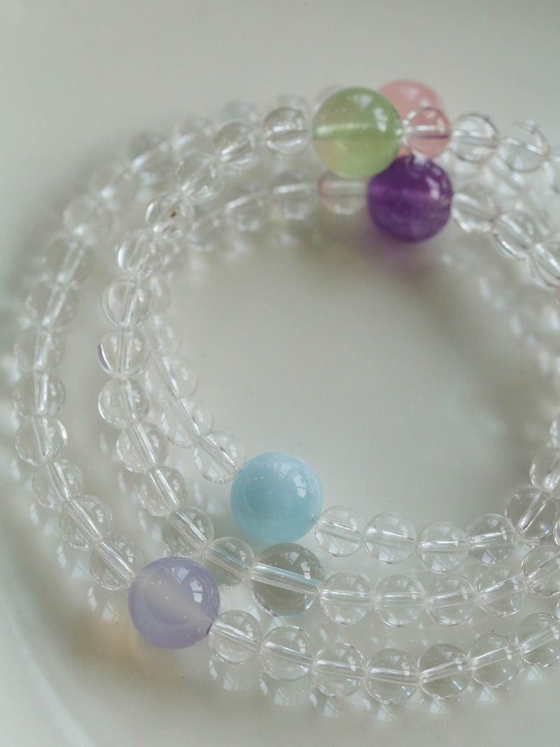 Celestia Radiance · Triple - Wrap Multigem Clear Quartz Energy Bracelet - floysun