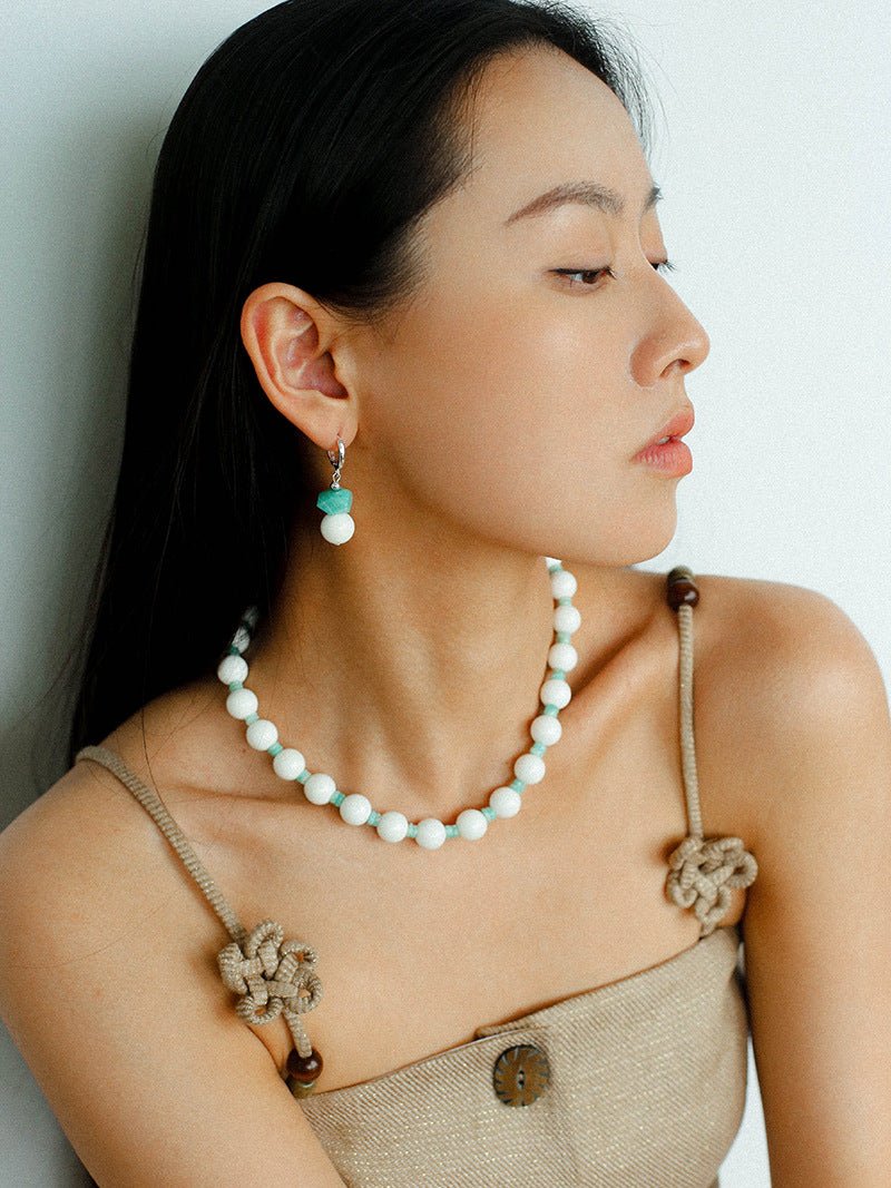 Celestial Wave Shell & Amazonite Beaded Necklace - floysun