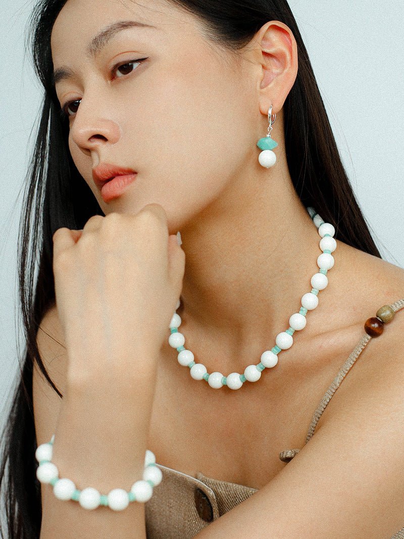 Celestial Wave Shell & Amazonite Beaded Necklace - floysun