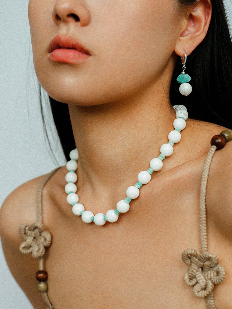 Celestial Wave Shell & Amazonite Beaded Necklace - floysun