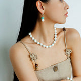 Celestial Wave Shell & Amazonite Drop Earrings - floysun