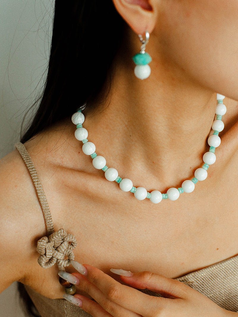 Celestial Wave Shell & Amazonite Drop Earrings - floysun