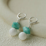Celestial Wave Shell & Amazonite Drop Earrings - floysun