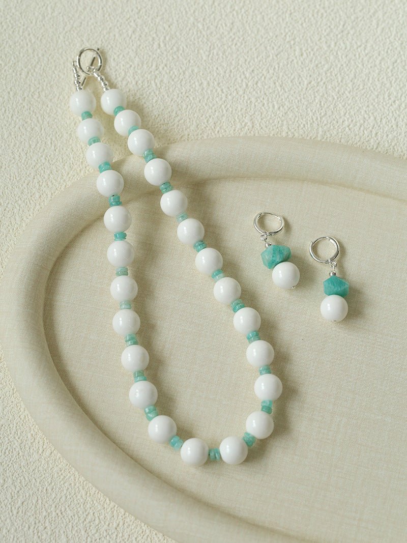 Celestial Wave Shell & Amazonite Drop Earrings - floysun