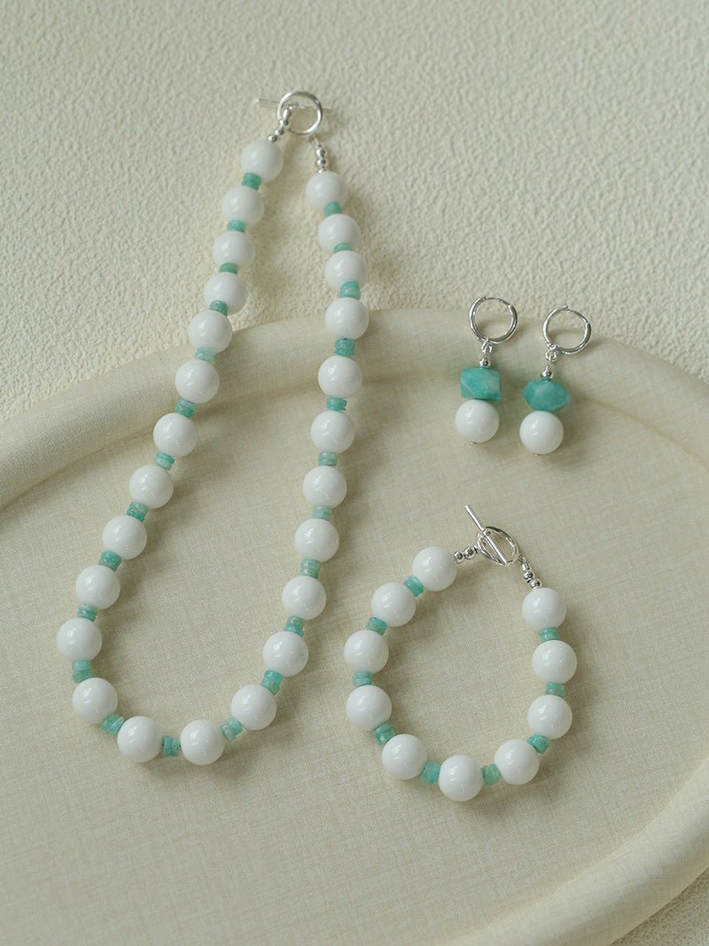Celestial Wave Shell & Amazonite Drop Earrings - floysun