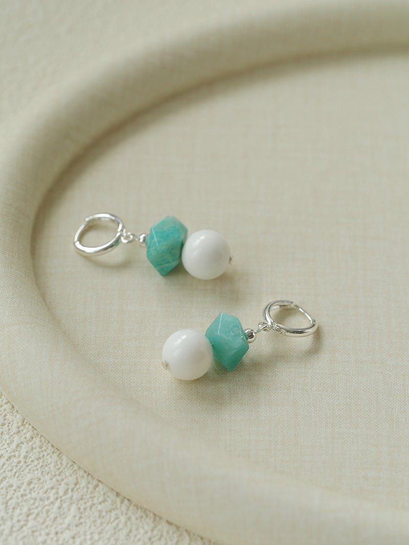 Celestial Wave Shell & Amazonite Drop Earrings - floysun