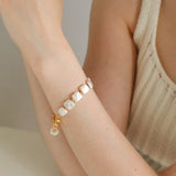 Chain Stitching Square Baroque Pearl Y Shaped Bracelet - floysun