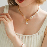 Chain Stitching Square Baroque Pearl Y Shaped Bracelet - floysun
