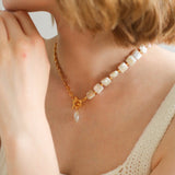 Chain Stitching Square Baroque Pearl Y Shaped Bracelet - floysun