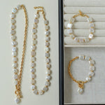 Chain Stitching Square Baroque Pearl Y Shaped Necklace - floysun
