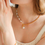 Chain Stitching Teardrop Baroque Pearl Y Shaped Necklace - floysun