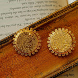 Chanel - Inspired Sunflower Cotton Pearl Stud Earrings - floysun