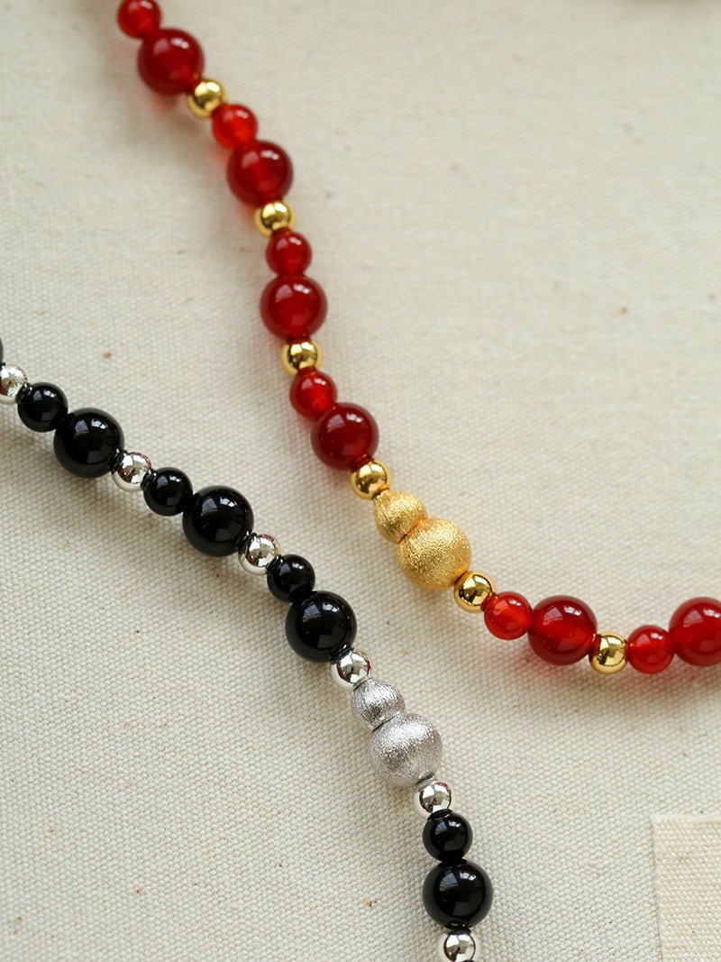 Chinese - Style Agate Gourd Bracelet – Red Agate / Black Agate - floysun