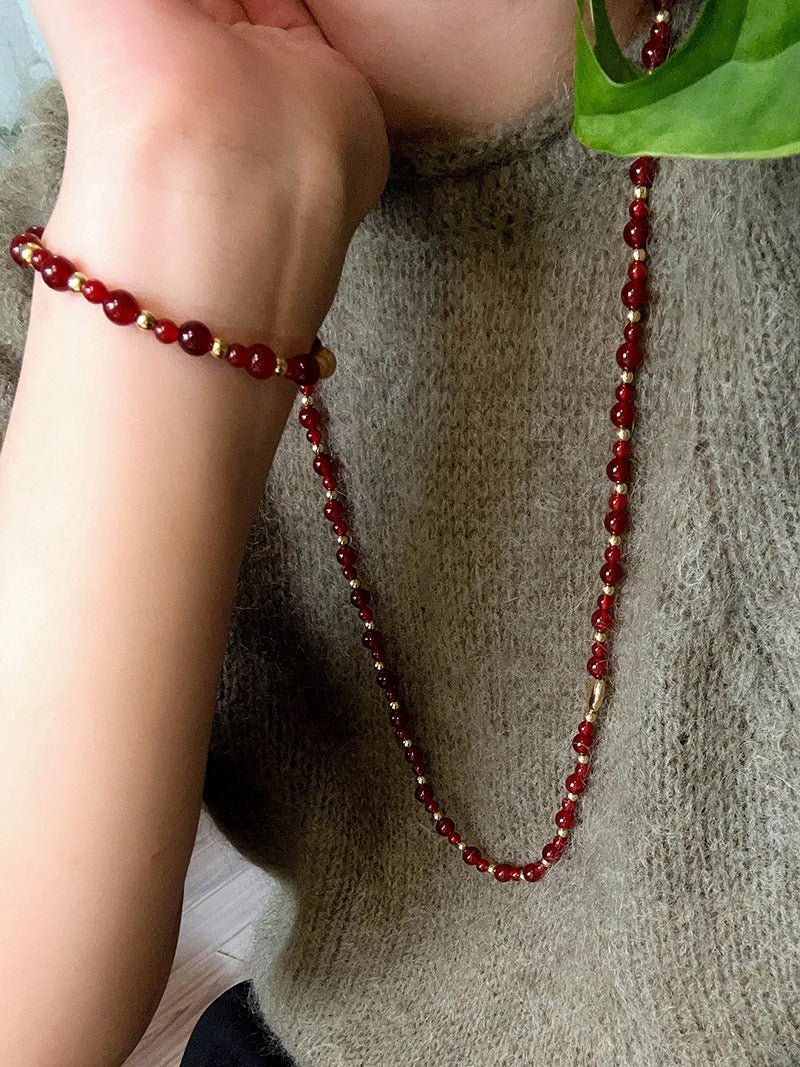 Chinese - Style Agate Gourd Bracelet – Red Agate / Black Agate - floysun