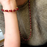 Chinese - Style Agate Gourd Bracelet – Red Agate / Black Agate - floysun