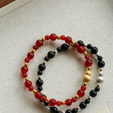 Chinese - Style Agate Gourd Bracelet – Red Agate / Black Agate - floysun
