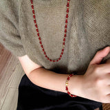 Chinese - Style Agate Gourd Necklace – Red Agate / Black Agate - floysun