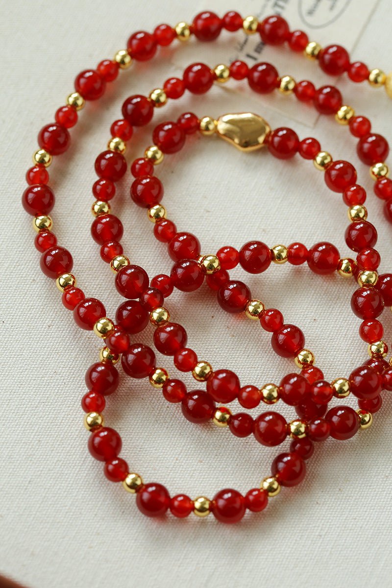 Chinese - Style Agate Gourd Necklace – Red Agate / Black Agate - floysun