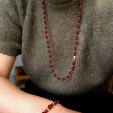 Chinese - Style Agate Gourd Necklace – Red Agate / Black Agate - floysun