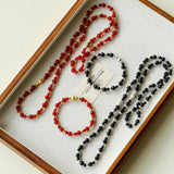 Chinese - Style Agate Gourd Necklace – Red Agate / Black Agate - floysun