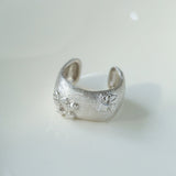 Clara Series Brushed Texture Square Sterling Silver Ring - floysun