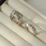 Clara Series Brushed Texture Square Sterling Silver Ring - floysun