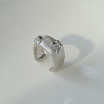 Clara Series Brushed Texture Square Sterling Silver Ring - floysun