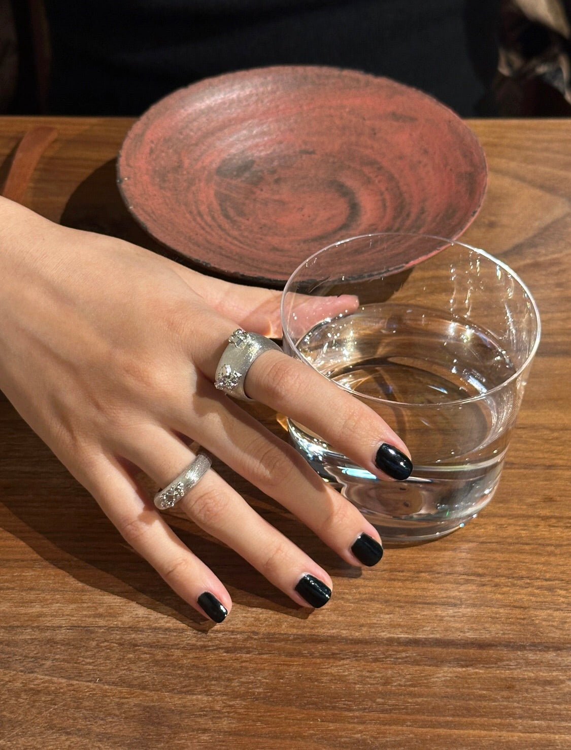 Clara Series Brushed Texture Square Sterling Silver Ring - floysun