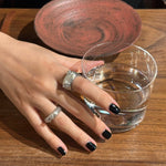 Clara Series Brushed Texture Square Sterling Silver Ring - floysun