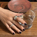 Clara Series Brushed Texture Square Sterling Silver Ring - floysun