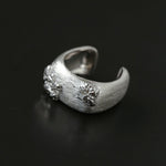 Clara Series Brushed Texture Square Sterling Silver Ring - floysun