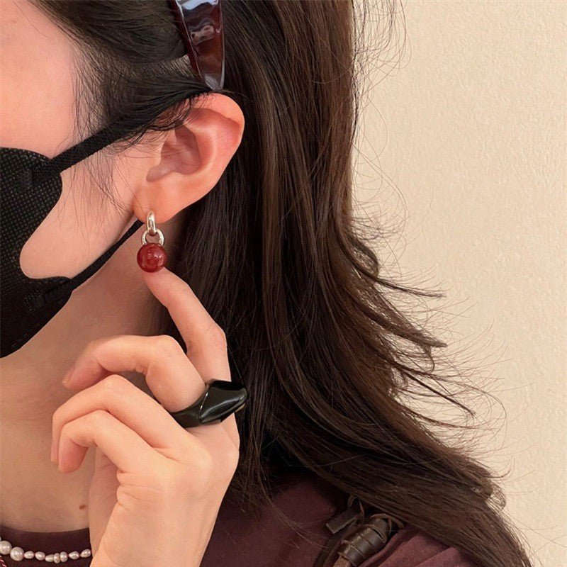 Classic 925 Sterling Silver Drop Earrings – Pearl / Red Onyx / Black Onyx - floysun