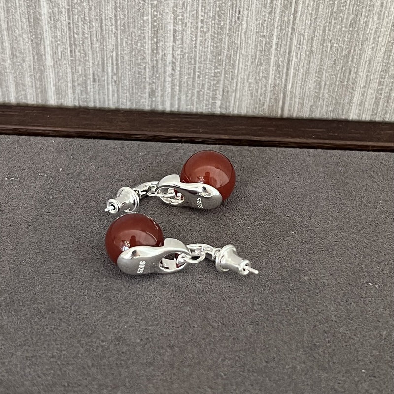 Classic 925 Sterling Silver Drop Earrings – Pearl / Red Onyx / Black Onyx - floysun