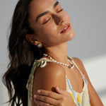 Classic Chanel - inspired Vintage Square Enamel Glazed Pearl Open Ring - floysun