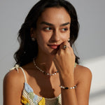 Classic Chanel - inspired Vintage Square Enamel Glazed Pearl Open Ring - floysun