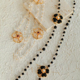 Classic French Romance Clover Long Necklace - Black Onyx - floysun