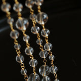 Classic French Romance Clover Long Necklace - White Crystal - floysun