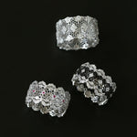 Classic Lace Band Ring with Clear Stones - Silver - floysun